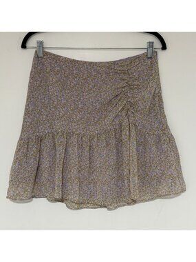 Azoe Women’s Lilac Ditzy Floral Print Mini Skirt Size Medium